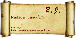 Radics Január névjegykártya